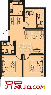 海濱花園麗景苑戶型圖戶型 3室2廳1衛(wèi)