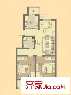 中房馨街里戶型圖1-17號樓樂居戶型 2室2廳1衛(wèi)1廚