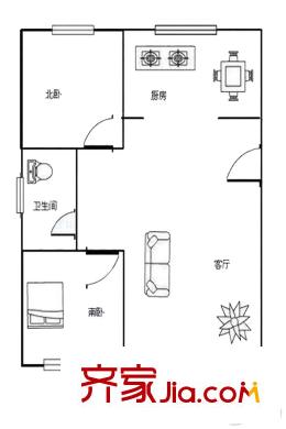 興悅?cè)A城23#-34#標(biāo)準(zhǔn)層E戶型 2室2廳1衛(wèi)1廚