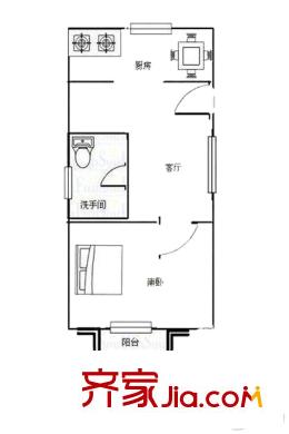 興悅?cè)A城23#-34#標(biāo)準(zhǔn)層A戶型 1室2廳1衛(wèi)1廚