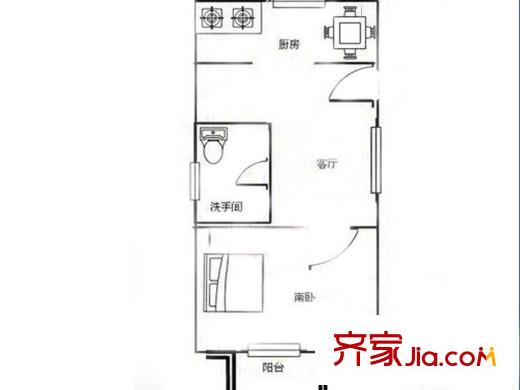 興悅?cè)A城23-34#戶型圖 1室1廳1衛(wèi)1廚