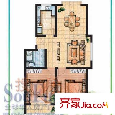 盛泰林語家園戶型圖C戶型 2室2廳1衛(wèi)