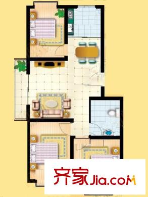 興華景園戶型圖c戶型 3室1廳1衛(wèi)1廚