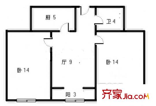 寧夏路26號(hào) 2室 戶型圖
