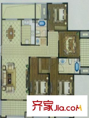 佳源都市13#、27#西側(cè)F戶型 4室2廳2衛(wèi)1廚