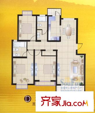 皇騏河濱華庭戶型圖3室2廳2衛(wèi)
