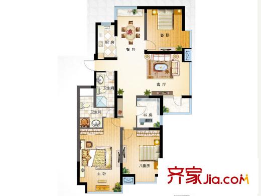 恩馬雙城匯一期4#樓D戶(hù)型3室2廳2衛(wèi)1廚150平 3室2廳2衛(wèi)1廚