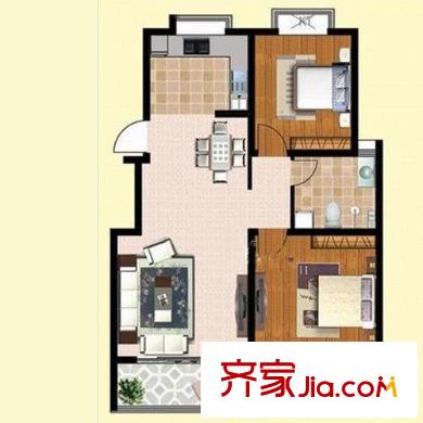 伯金漢花園2#A3戶型 2室2廳1衛(wèi)1廚