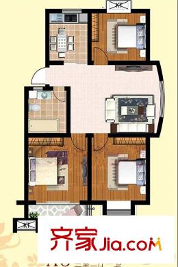 伯金漢花園A5戶型圖 3室2廳1衛(wèi)1廚