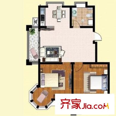 伯金漢花園7#A2戶型 2室2廳1衛(wèi)1廚