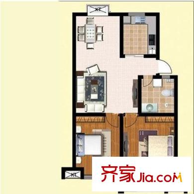 伯金漢花園2#A4戶型 2室2廳1衛(wèi)1廚