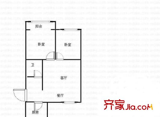 長白山小區(qū) 2室 戶型圖