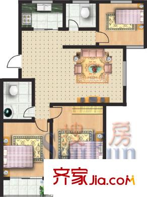 龍福家園戶型圖標準層戶型圖 3室1廳2衛(wèi)1廚