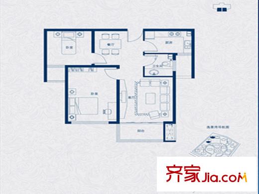 平方米海逸景灣北區(qū)高層25、29#戶型 2室2廳1衛(wèi)1廚