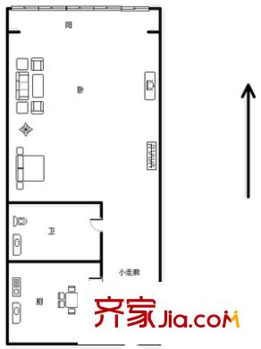 威海路步行街 1室 戶型圖