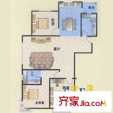 金柏佳園戶型圖高層6#標(biāo)準(zhǔn)層C戶型 3室2廳1衛(wèi)1廚