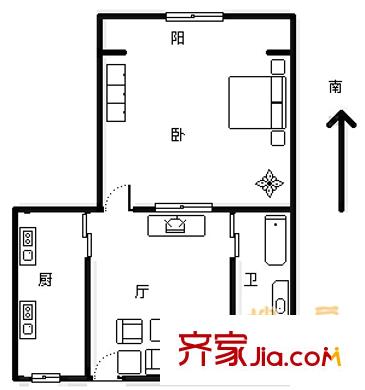 鞍山二路小區(qū)戶型圖鞍山二路居民區(qū) 1室1廳 53平 1室1廳1衛(wèi)1廚