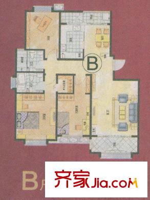怡源居戶型圖B戶型 3室2廳2衛(wèi)1廚