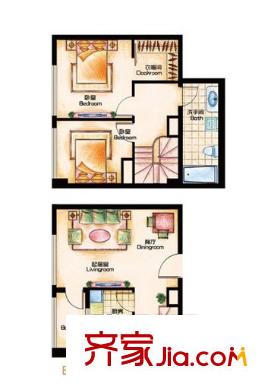 深藍(lán)公寓戶型圖戶型圖4 2室2廳1衛(wèi)1廚