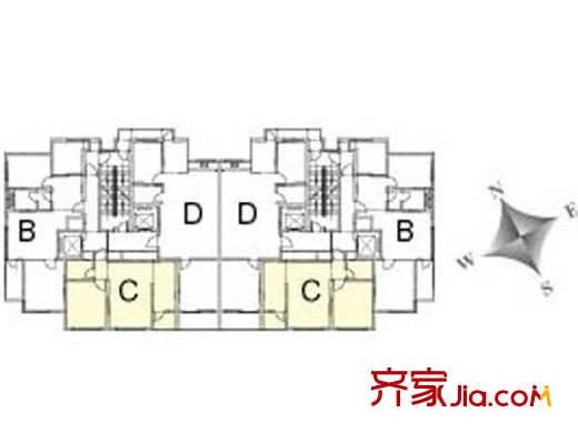如意家園戶型圖C戶型位置圖（1#） 