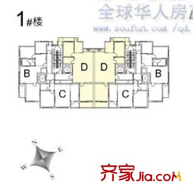 如意家園戶型圖D戶型位置圖（1#） 