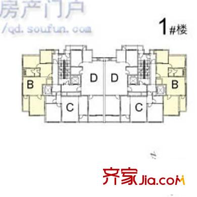 如意家園戶型圖B戶型位置圖（1#） 