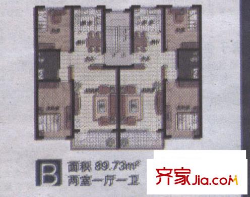 KingTown康城戶型圖戶型2 2室1廳1衛(wèi)1廚