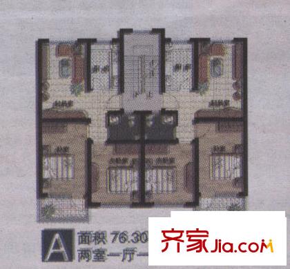 KingTown康城戶型圖戶型圖1 2室1廳1衛(wèi)1廚