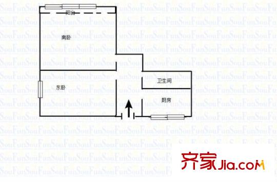 平安路小區(qū) 2室 戶型圖
