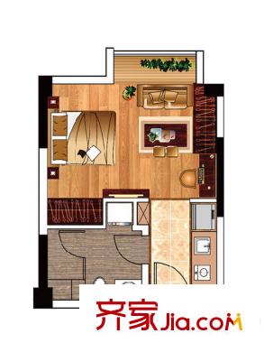 國信紫云平方米4#樓s3戶型圖 1室1廳1衛(wèi)1廚