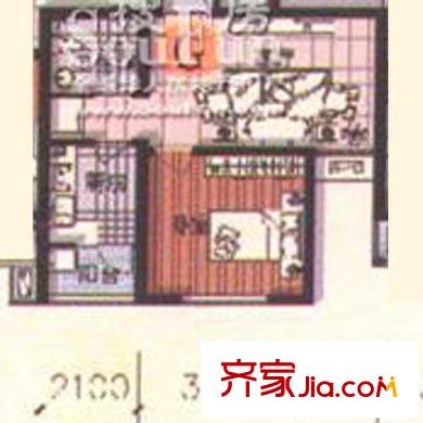 中惠景園戶型圖G戶型 1室1廳1衛(wèi)1廚