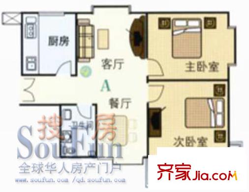 麗景苑戶型圖戶型圖1 2室2廳1衛(wèi)1廚