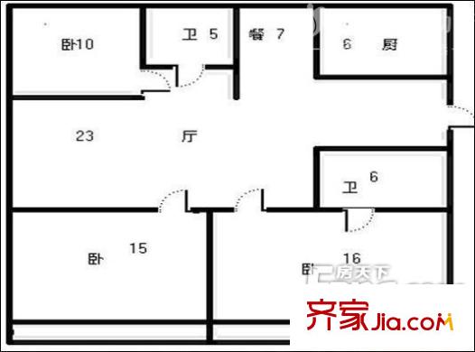 海信都市春天戶型圖3室戶型圖 3室2廳2衛(wèi)1廚