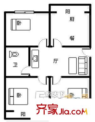 太清路社區(qū)戶型圖3室戶型圖 3室1廳1衛(wèi)1廚