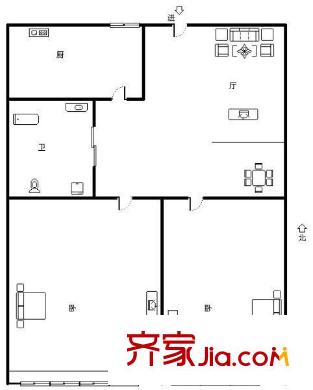 清水苑戶型圖2室戶型圖 2室1廳1衛(wèi)1廚