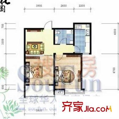 金地花園戶型圖80.74平戶型 1室1廳1衛(wèi)