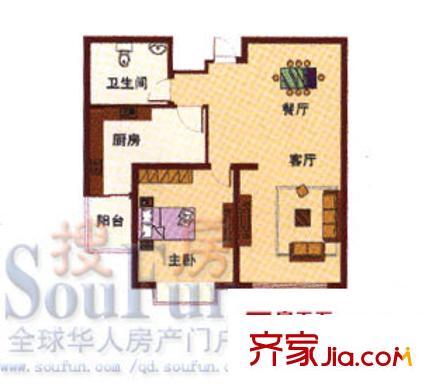 馨盛苑戶(hù)型圖高層 1室2廳1衛(wèi)