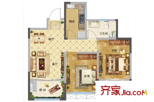 我家陽(yáng)光1號(hào)5#、7#-15#西戶和東戶04戶A1、B2戶型 2室2廳1衛(wèi)1廚