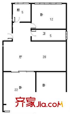 鎮(zhèn)江路6號小區(qū)戶型圖3室 3室1廳1衛(wèi)1廚