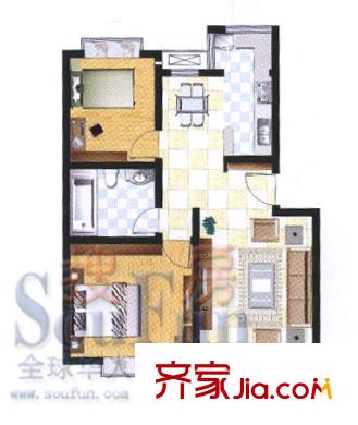 祥榮花園戶型圖C戶型 2室1廳1衛(wèi)