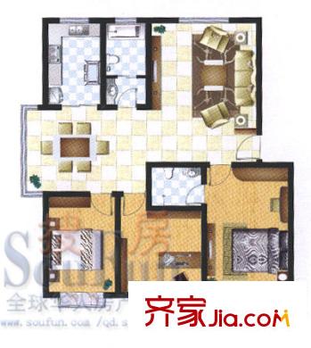 祥榮花園戶型圖F戶型 3室2廳2衛(wèi)