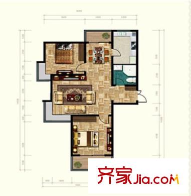 海怡灣畔戶型圖A2戶型  2室2廳1衛(wèi)1廚