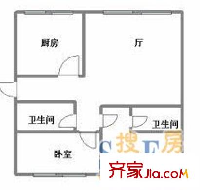 海麗花園北苑戶型圖海麗花園 2室 戶型圖 2室2廳1衛(wèi)1廚