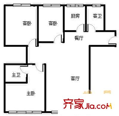 海麗花園北苑戶型圖海麗花園 3室 戶型圖 3室2廳2衛(wèi)1廚