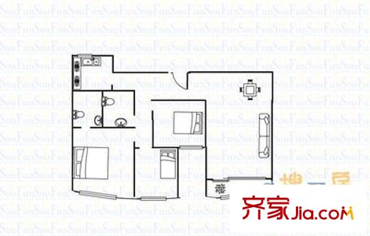 海麗花園北苑戶型圖海麗花園 3室 戶型圖 3室2廳1衛(wèi)1廚