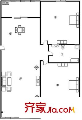 大連路小區(qū)戶型圖2室戶型圖 2室2廳1衛(wèi)1廚