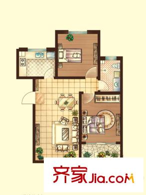 秀蘭禧悅山1號樓、4號樓、7號樓C-1戶型 2室2廳1衛(wèi)1廚