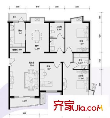 福嶺嘉苑C區(qū) 3室 戶型圖
