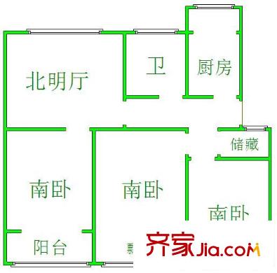 金島花園戶型圖3室戶型圖 3室1廳1衛(wèi)1廚