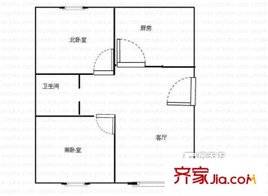 九洲花園戶型圖戶型圖 2室1廳1衛(wèi)1廚